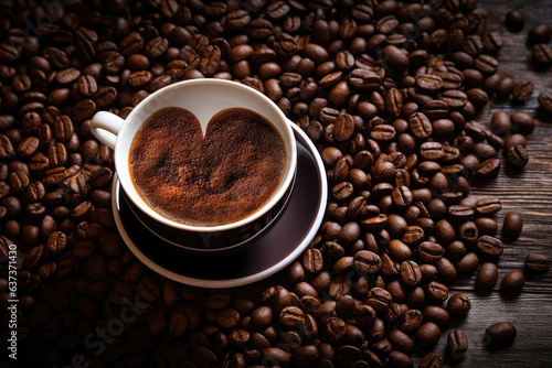 International Coffee Day and coffee beans background