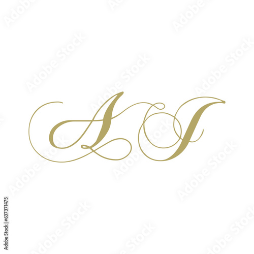 monogram, letter a and letter j