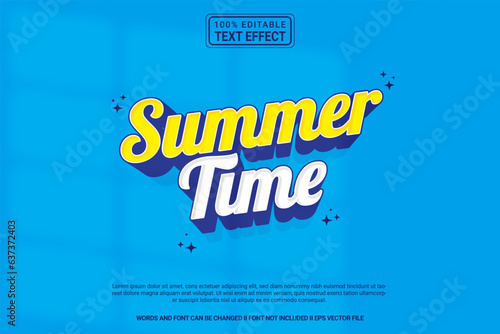 Editable text effect Summer Time 3d cartoon template stlye modren premium vector photo