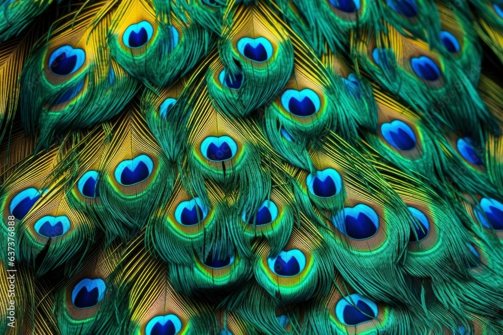 Obraz premium Peacock feather texture. Beautiful peacock feather background