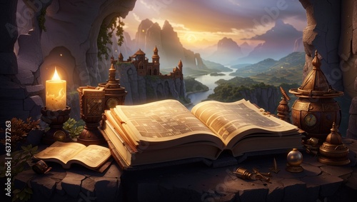 "Enchanted Tome and Mystical Map: Unveil a World of Fantasy and Discovery"