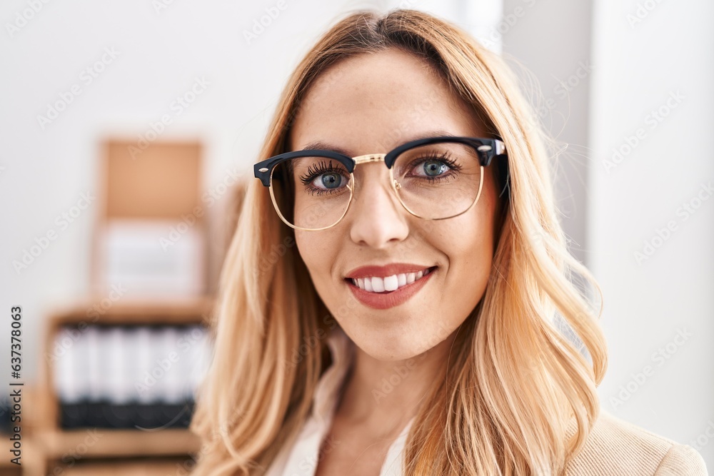 Young blonde woman business worker smiling confident at office Young blonde woman business worker smiling confident at office