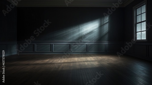 Empty dark room with a wind...