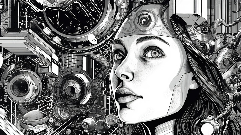 Obraz premium Abstract portrait of a girl . Fantasy concept , Illustration painting.