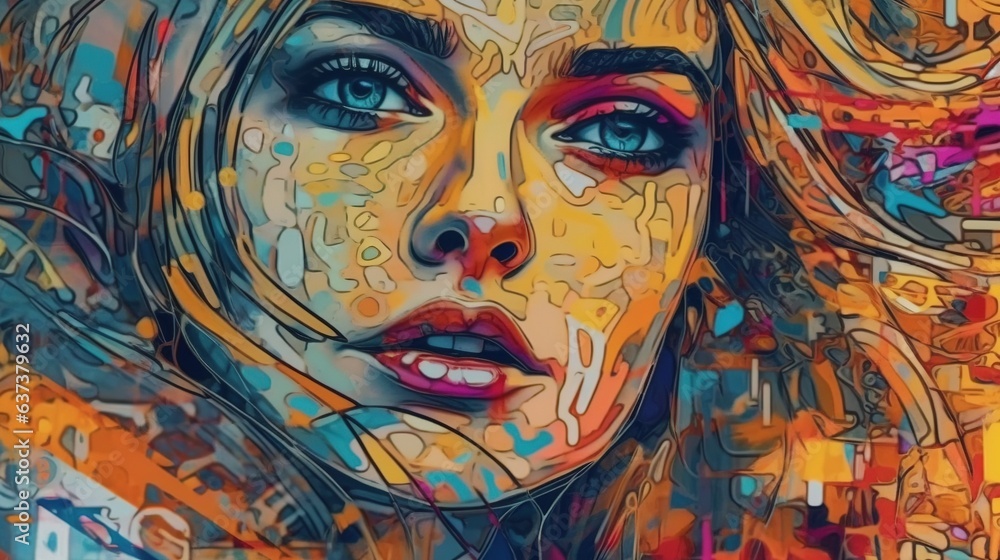 Abstract portrait of a girl . Fantasy concept , Illustration painting.