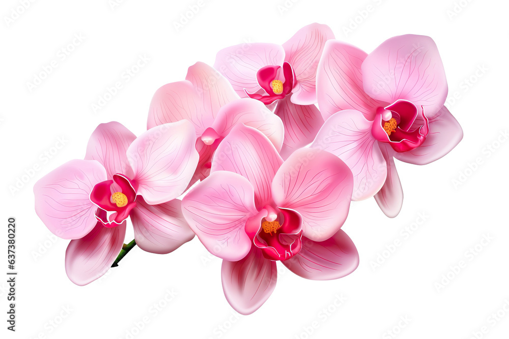 Fototapeta premium Beautiful and photorealistic, pink flower blossom on transparent background. Bloom, plant. PNG. Close-up view. Cut out element. Generative AI.