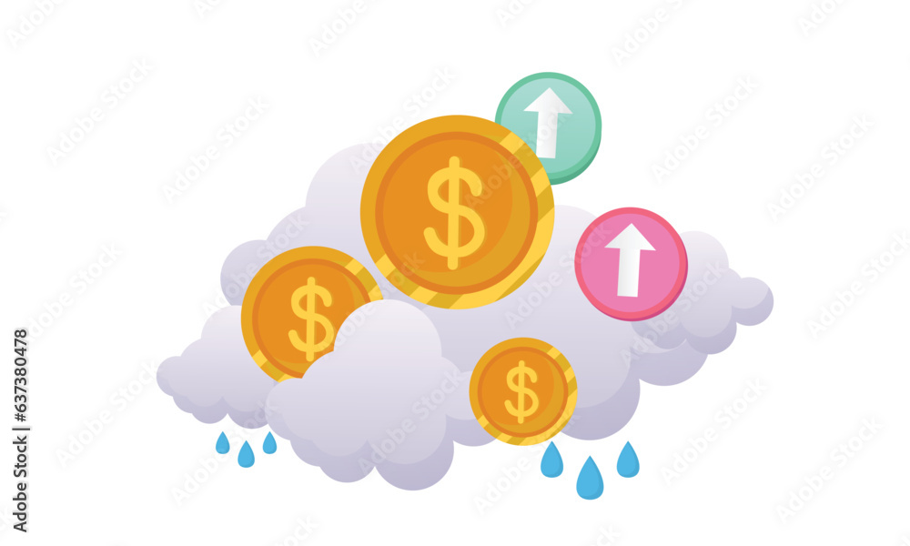 Money and finance rise cloud icon cloud online.on white background.Vector Design Illustration. Money and finance rise cloud icon cloud online.on white background.Vector Design Illustration.