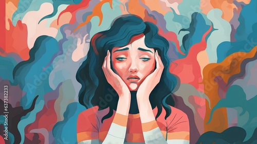 Illustration of a girl, the concept of mental and mental health.
