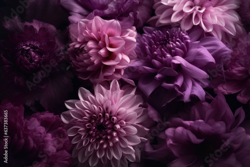 A vibrant bouquet of purple flowers up close