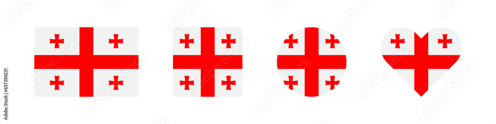 Georgia icon. Georgian flag signs. National badge symbol. Europe country symbols. Culture sticker icons. Vector isolated sign.