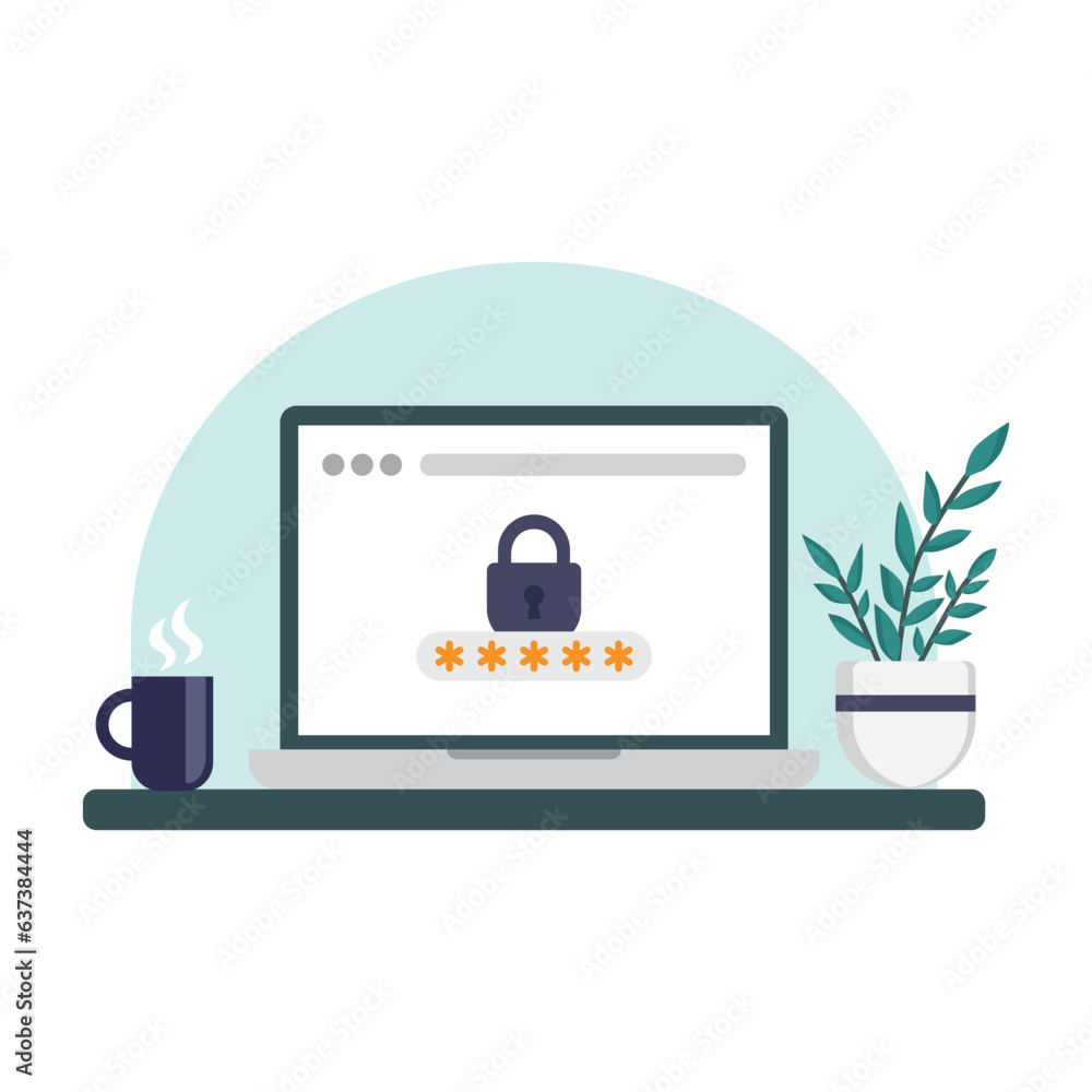 Computer security vector illustration. Account on isolated background. Password sign concept. Computer security vector illustration. Account on isolated background. Password sign concept.