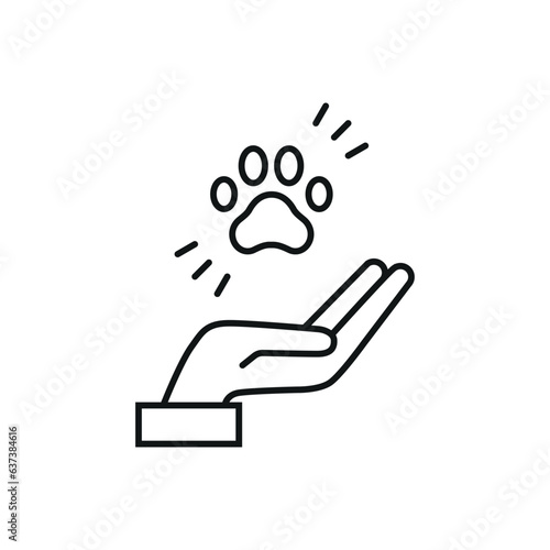 Hand with animal paw icon vector illustration. Pet friend human on isolated background. Animals help sign concept.