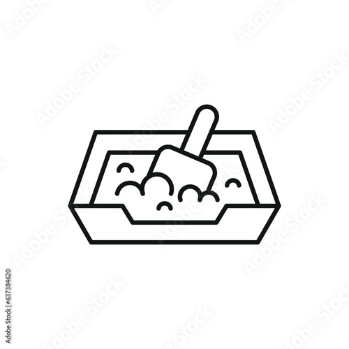 Cat litter toilet icon vector illustration. Litter box on isolated background. Feline sign concept.