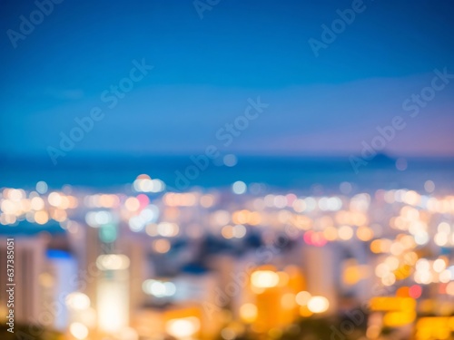 Blurred bokeh light city night background, Blurred sea and beach © MR.DEEN
