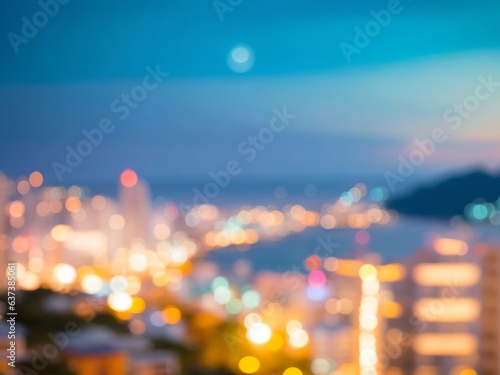 Blur of city view at night, Hotel and resort background