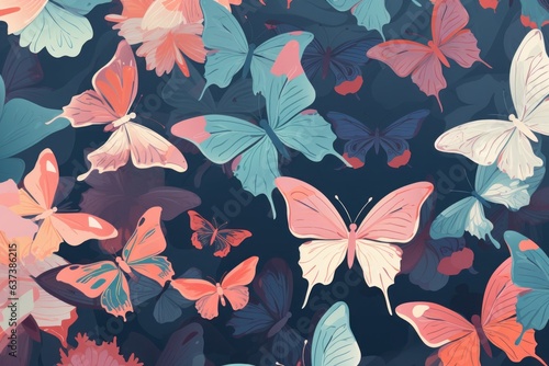 Colorful butterflies in flight