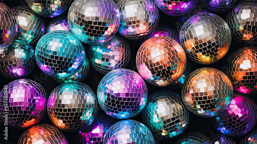 Party disc balls background, bright gradient wallpaper  © reddish