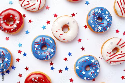 4th July inspired donut pattern background 