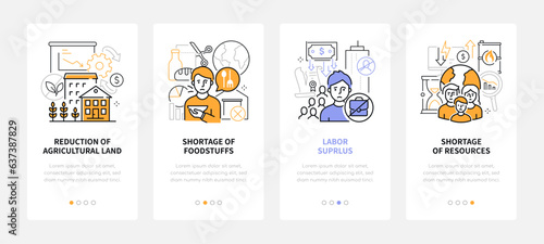 Resources and personnel - line design style banners set