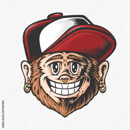 smile ape wearing red cap