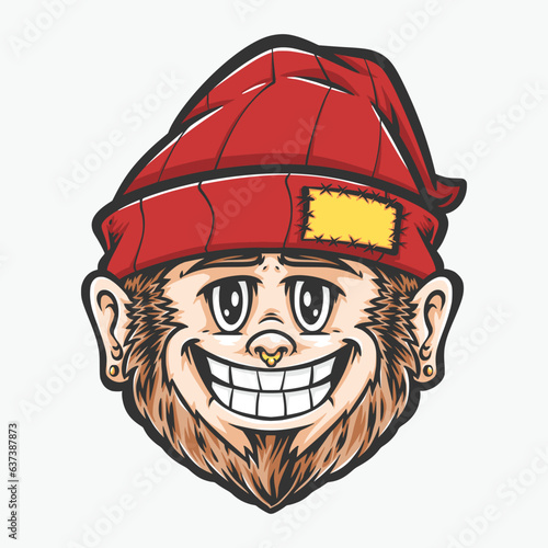 smile monkey wearing beanie hat