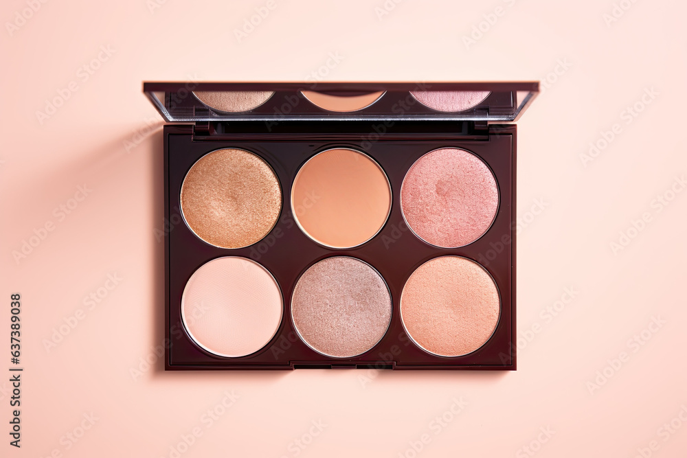 make up palette on a pastel background make up palette on a pastel background