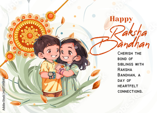Raksha Bandhan indian festival social media post design with brother and sister vector illustration