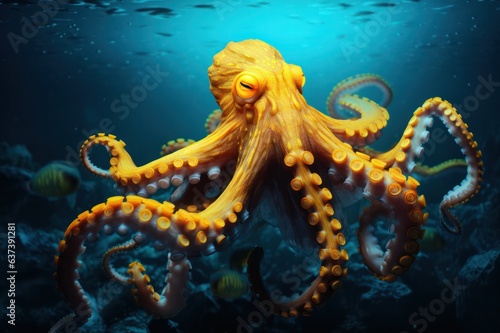 yellow octopus in the sea