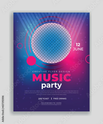 Night dance party music night poster template. Electro style concert disco club party event flyer invitation. Vector musical flyer Jazz festival. Music poster. 