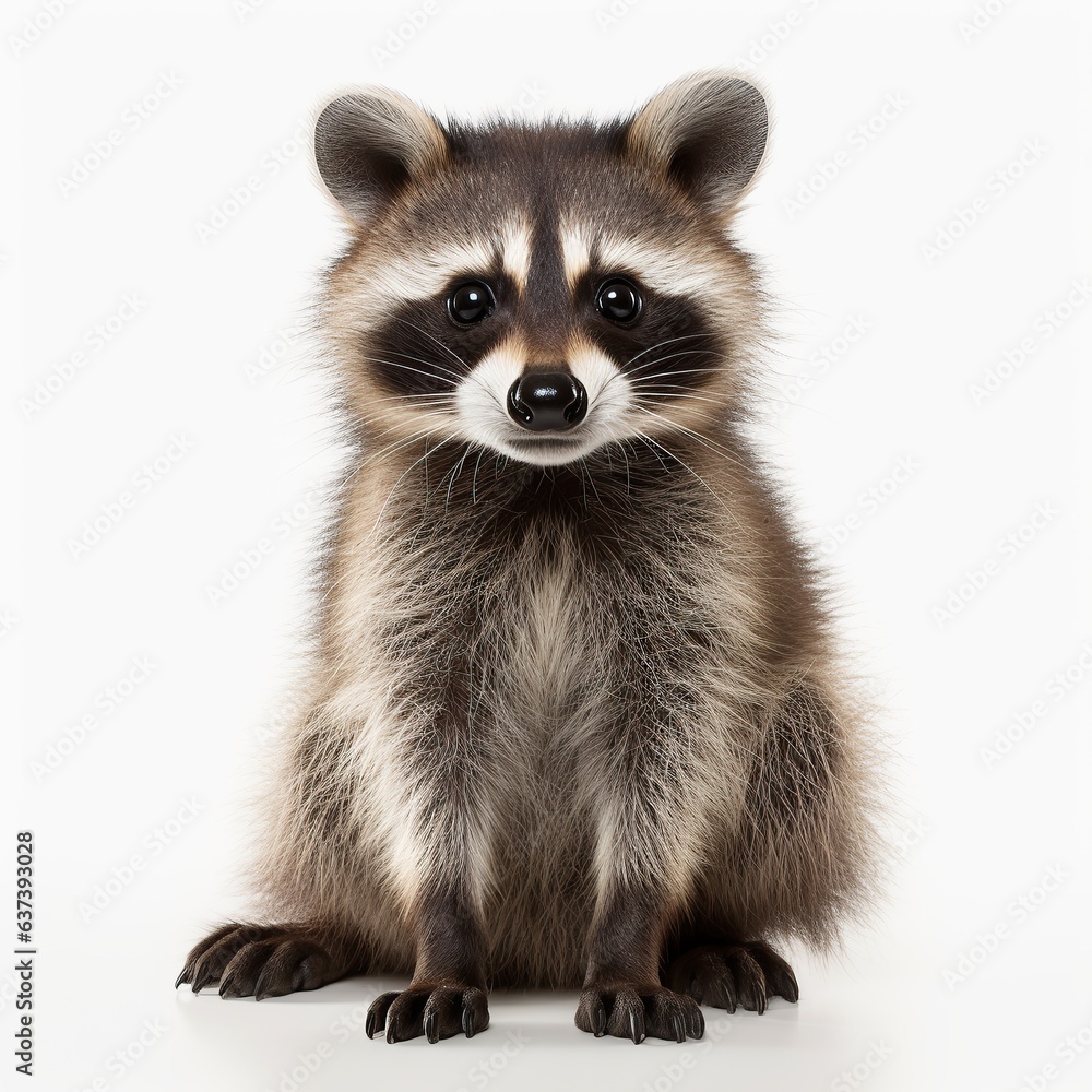 A curious raccoon looking directly at the camera created with Generative AI technology