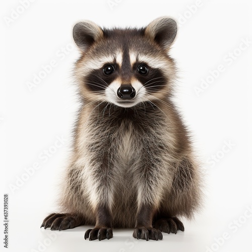 A curious raccoon looking directly at the camera created with Generative AI technology