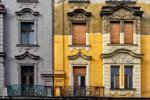 historical bulding under construction in the old town of Prague