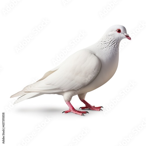 A white pigeon standing on a white surface created with Generative AI technology