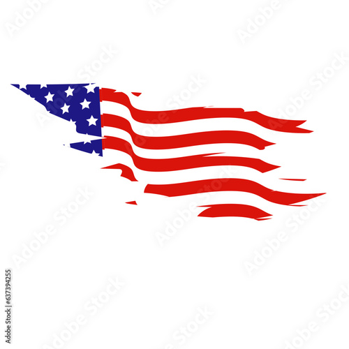 American flag with torn and torn effect