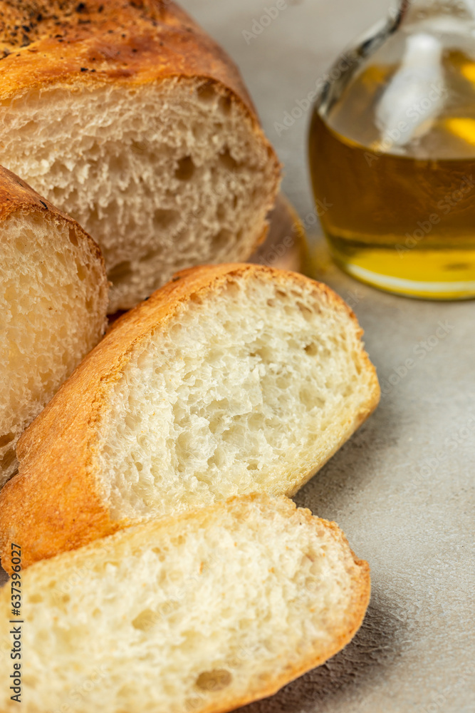 Homemade natural fresh bread with a Golden crust. Healthy bread. The concept of baking bakery products