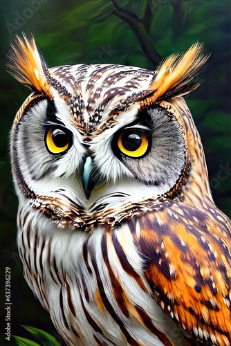 beautiful owl forest background realistic beautiful high resolution high detail soft lighting