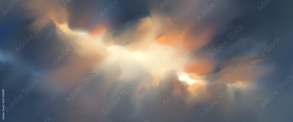 rays of sun and clouds digital art for card illustration background