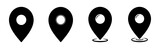 GPS location icon set in black color. Location pin icon. Map pin place marker. Location icon. Map marker pointer icon set. GPS location symbol collection on palm. Flat style.