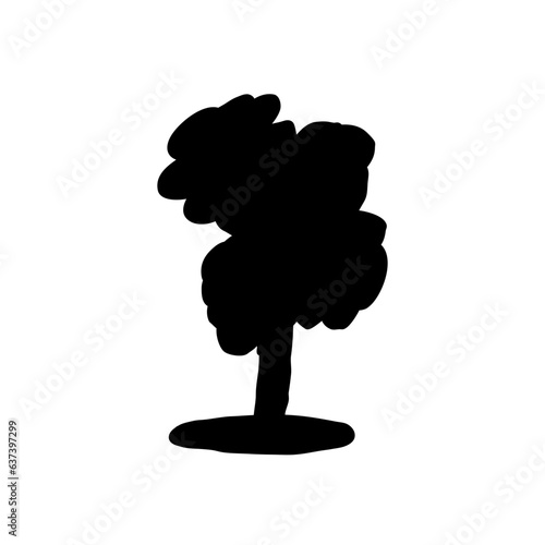Tree icon silhouette. Isolated tree on white background.