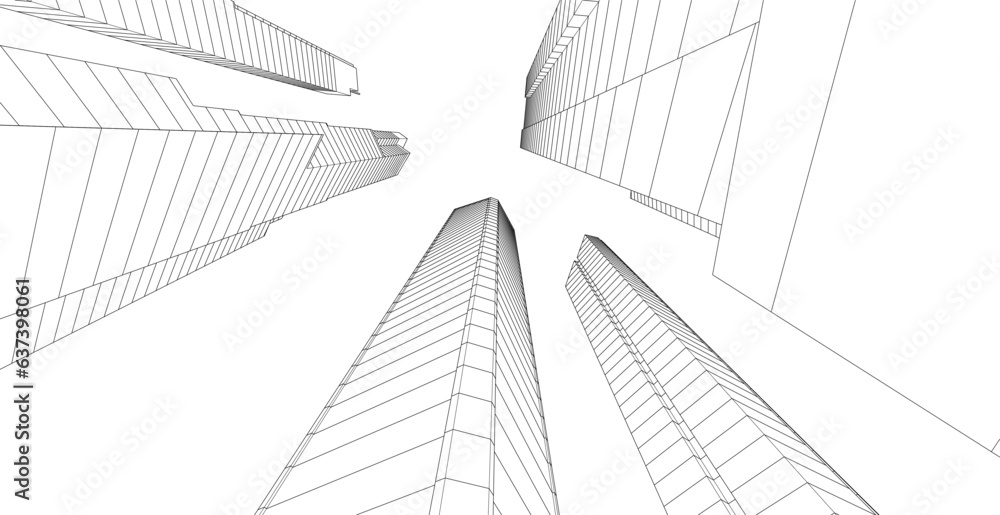 City skyline sketch drawing 3d illustration 3d rendering City skyline sketch drawing 3d illustration 3d rendering