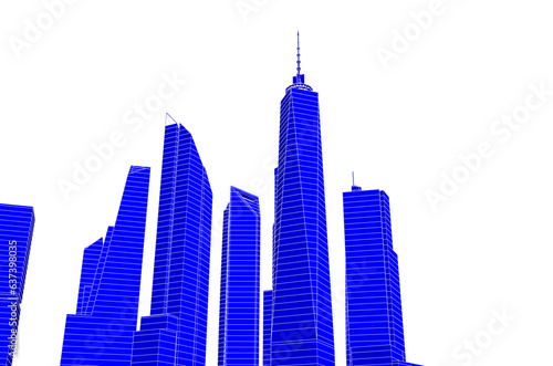 City skyline sketch drawing 3d illustration 3d rendering