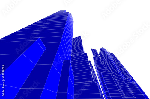 City skyline sketch drawing 3d illustration 3d rendering