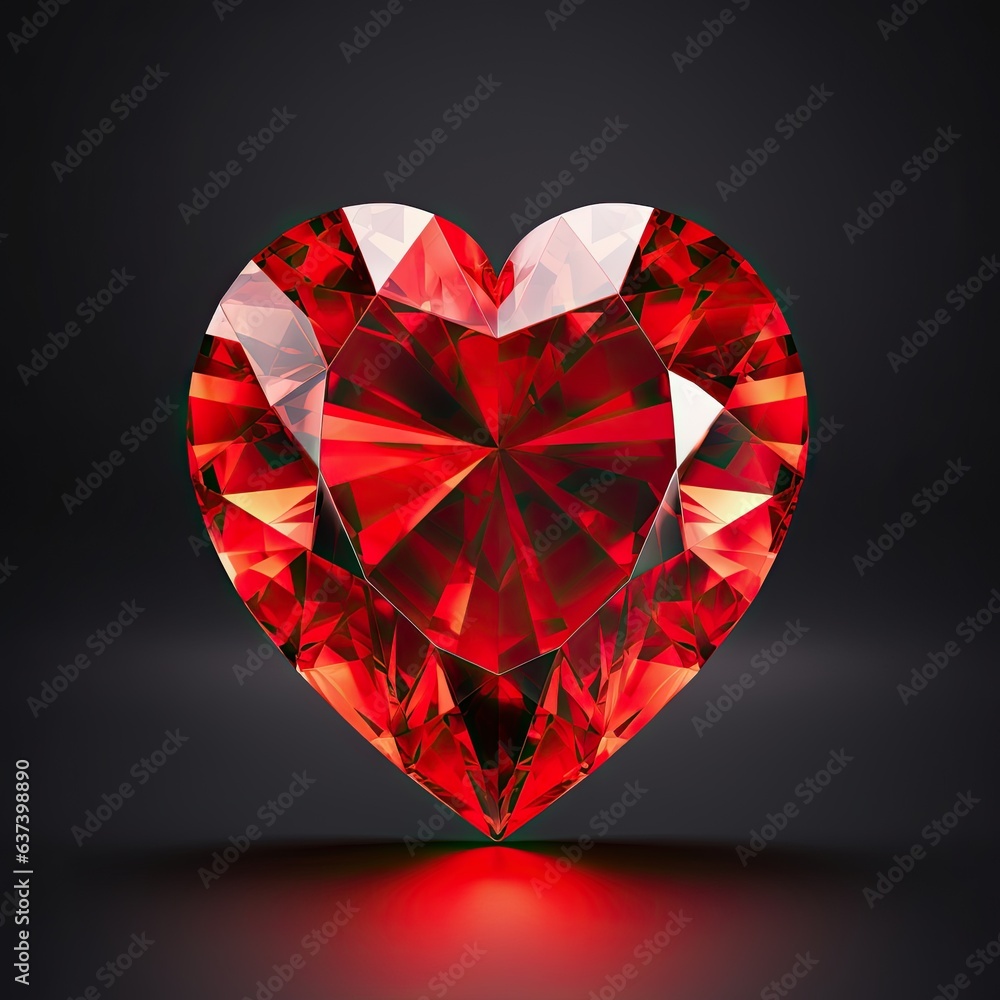 red gemstone cut in a heartshape (Generative AI)