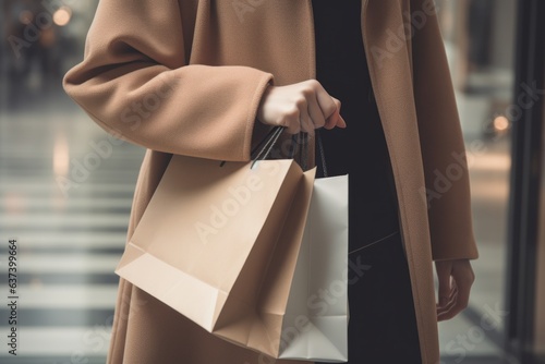 Photo of a woman with shopping bags in her hands