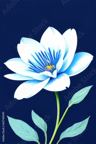 blue white petal flower poster
