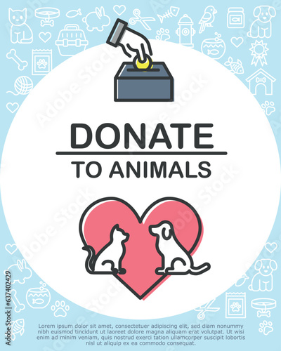Donate animals icon vector illustration. Charity on isolated background. Fundraising sign concept.