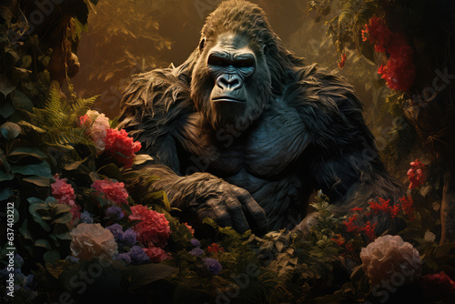 king kong with flowers on background