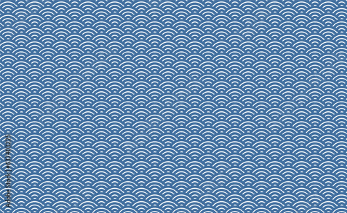 ラフなテイストの青海波のパターン素材