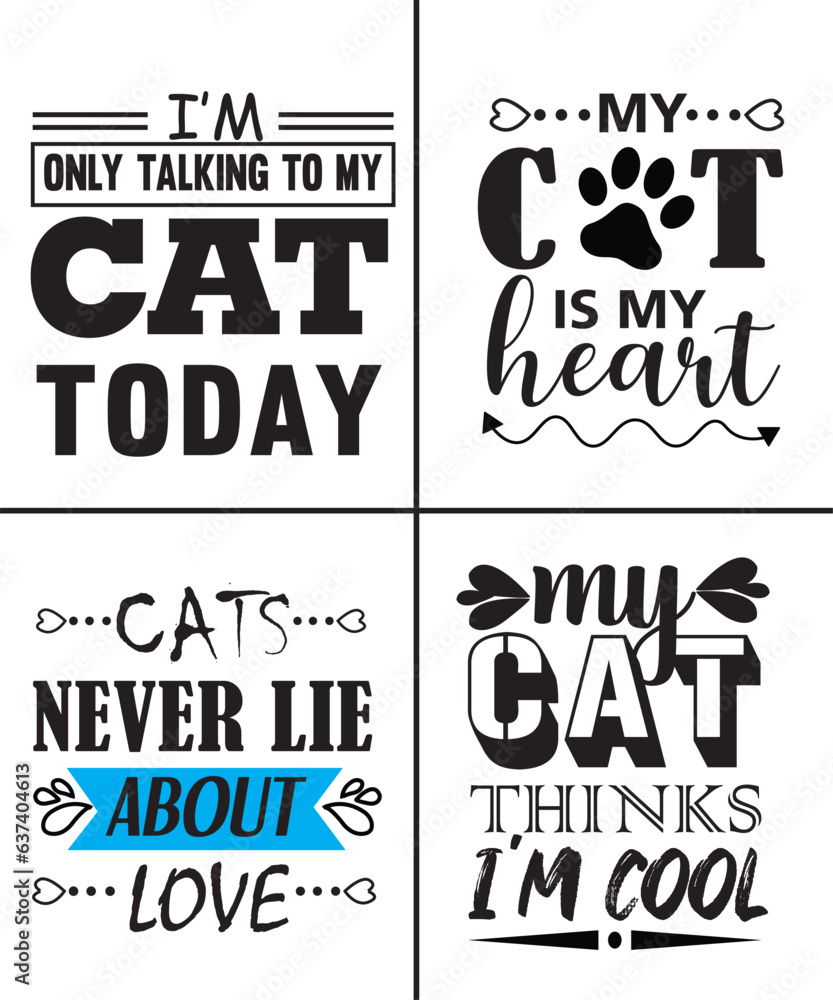 Fototapeta premium Cat typography, illustration, vector bundle design