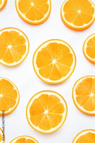 sliced flying orange isolated on white background. cut orange in pieces isolated on white background, AI Generated